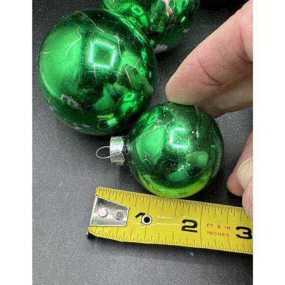 Max Eckardt 1950’s Shiny Brite Mercury Green Glass Christmas Ornaments -LO4 - Picture 4 of 9